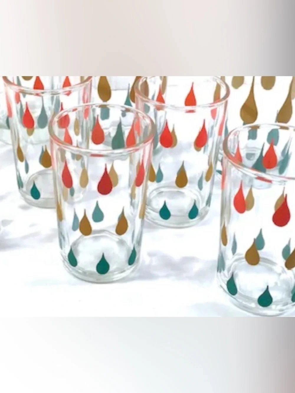 MCM “Atomic Teardrop” set/6 juice glasses 1950s 4oz VTG RARE